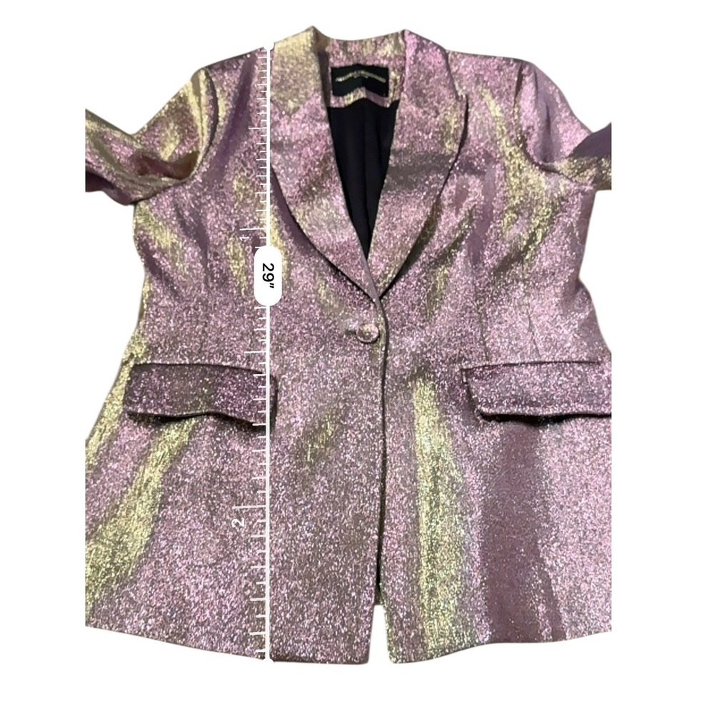 Amanda Uprichard‎ Metallic Blazer Size Large Purple Aldridge Haze Partywear - Picture 9 of 9